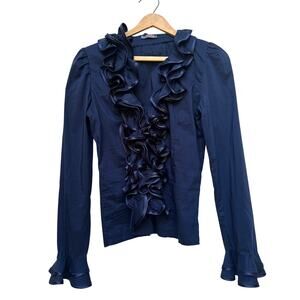 Misha Paris Blue Ruffle Top – Size S – Made in Italy